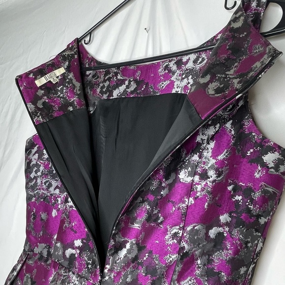 BB Dakota Black Gray Maroon Floral Tank Lined Mid Length Party Dress Size 6 - Picture 5 of 6